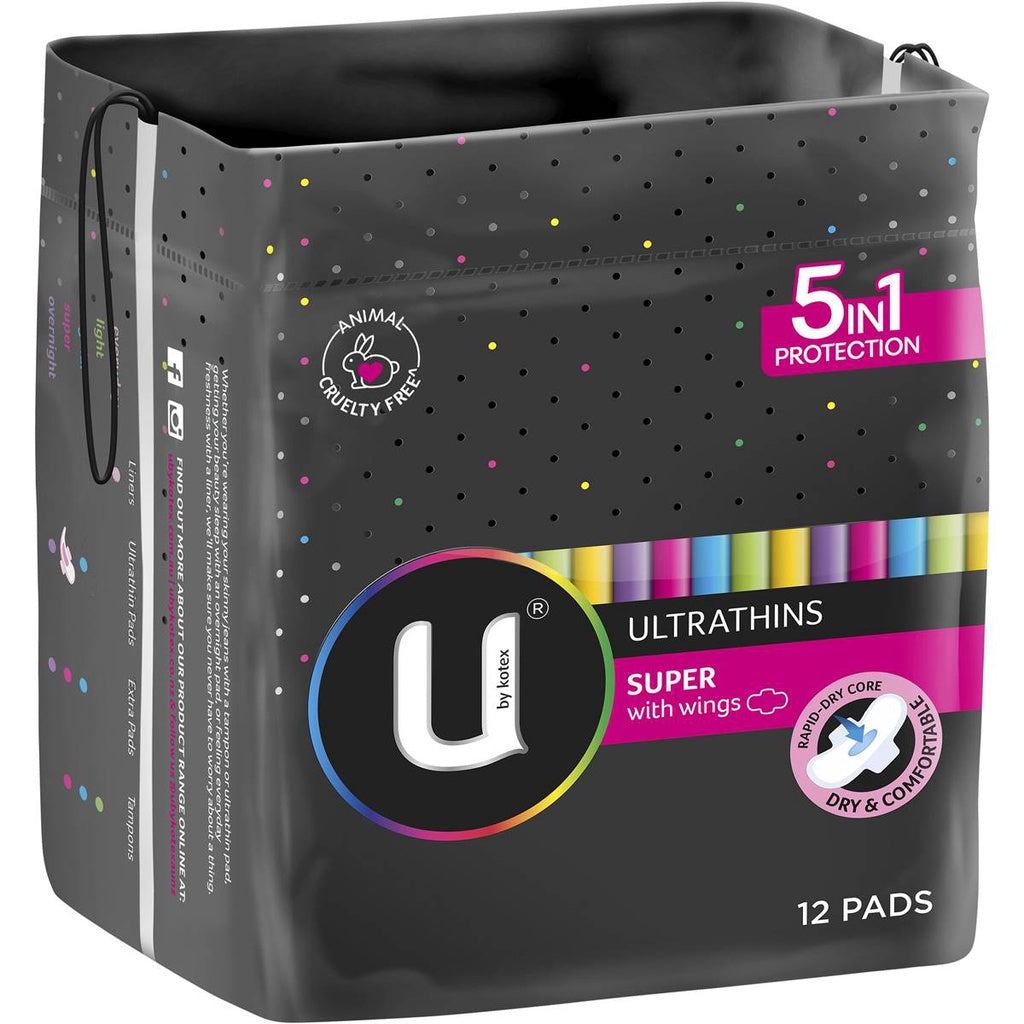 U By Kotex 5 in 1 Protection Ultrathins Super with Wings 12 pads