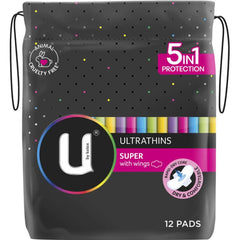 U By Kotex 5 in 1 Protection Ultrathins Super with Wings 12 pads