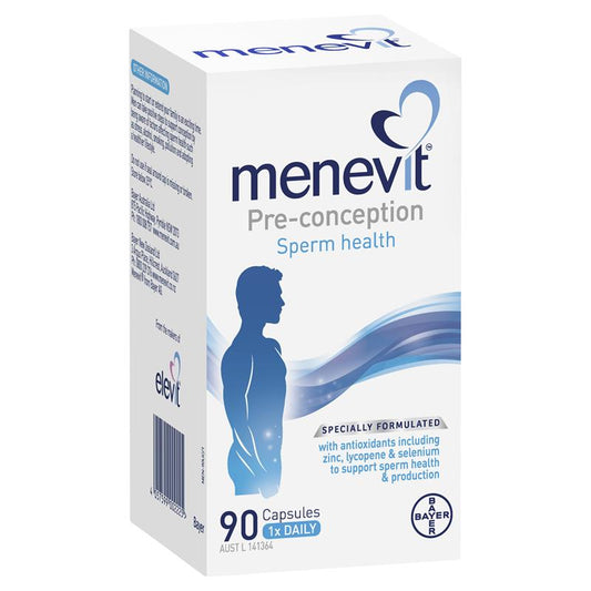 Menevit Elevit Male Fertility Sperm Health Pregnancy Multivitamin Supplement Capsules 90 Pack