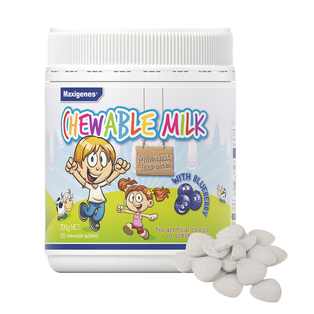 Maxigenes Chewable Milk With Blueberry 150 Tablets