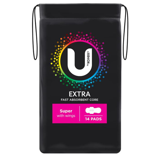 U by Kotex Extra Super Pads Maximum Protection with Wings 14 Pads