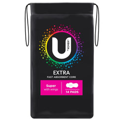 U by Kotex Extra Super Pads Maximum Protection with Wings 14 Pads