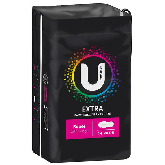 U by Kotex Extra Super Pads Maximum Protection with Wings 14 Pads