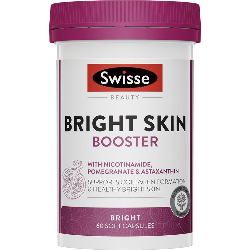 Swisse Bright Skin Booster Collagen Formation Skin Elasticity Firmness 60 Cap