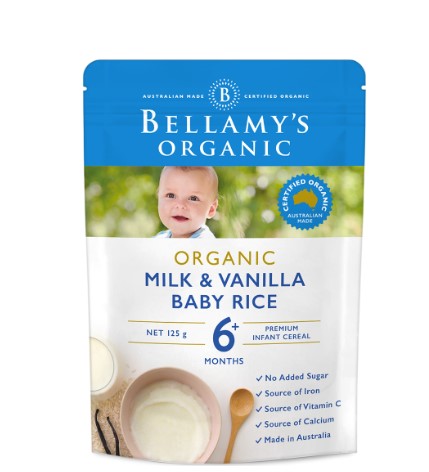 Bellamy's Organic 6+ 125g -Milk & Vanilla Baby Rice