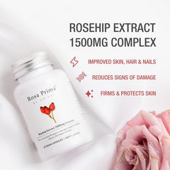 Unichi Rosa Prima Rosehip Extract 1500mg Complex 60 Vegan Capsules