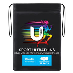 U by Kotex Sport Ultrathins Pads Regular Wing 12 Pack