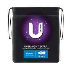 U by Kotex Extra Overnight Pads Wing 10 Pack