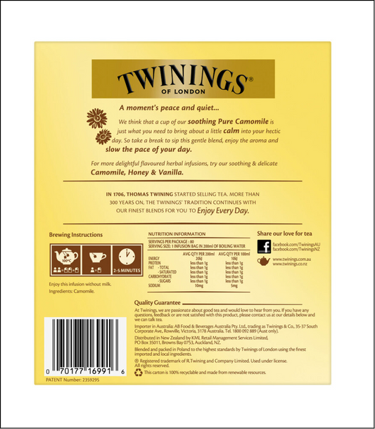 Twinings of London 纯甘菊草本茶 80 茶包