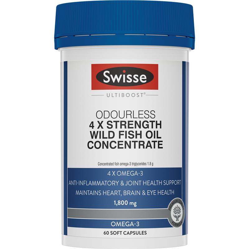 Swisse Ultiboost 4 x Strength Wild Fish Oil Concentrate 60 Capsules