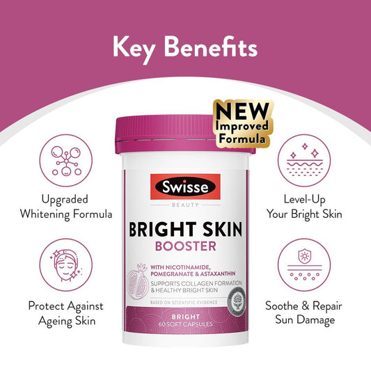 Swisse Beauty Bright Skin + with Glutathione Astaxanthin & Nicotinamide 60capsule