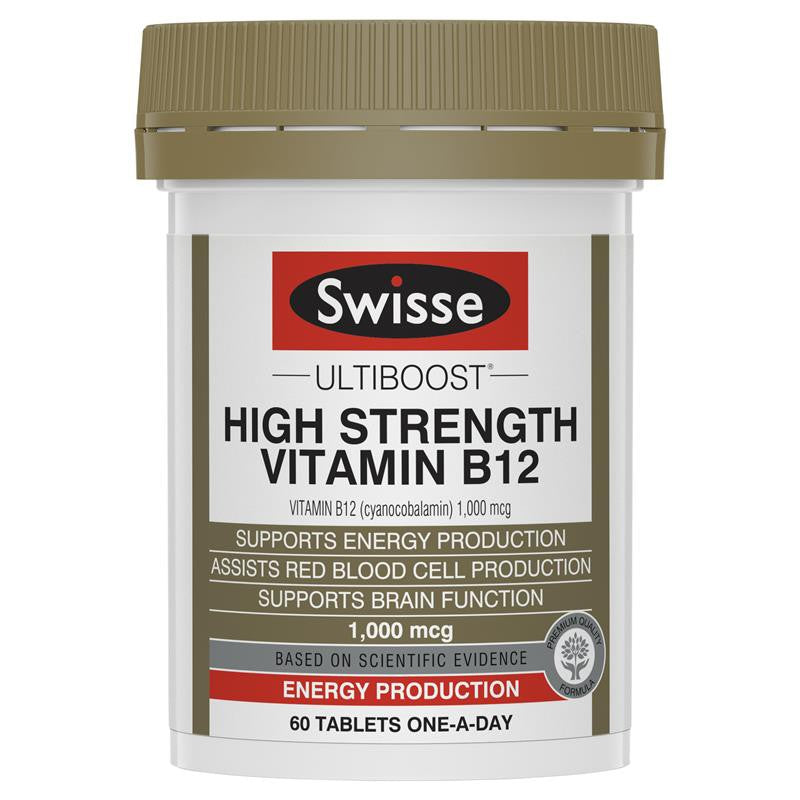 Swisse Ultiboost High Strength Vitamin B12 For Energy Production Support 60 Tabs