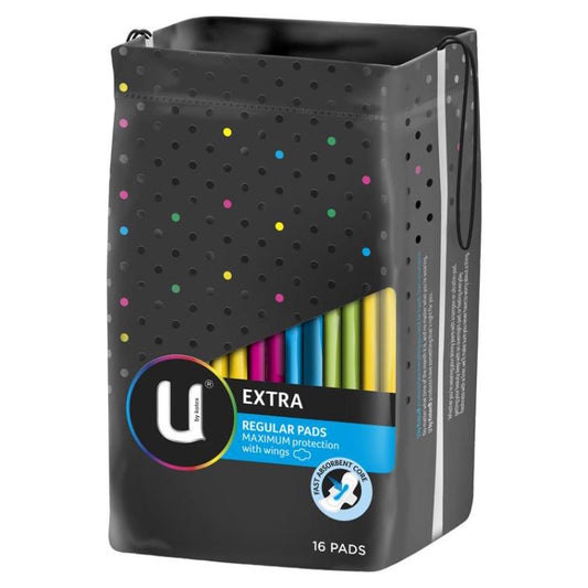 U By Kotex Extra Regular Pads Maximum Protection With Wings 16 Pads