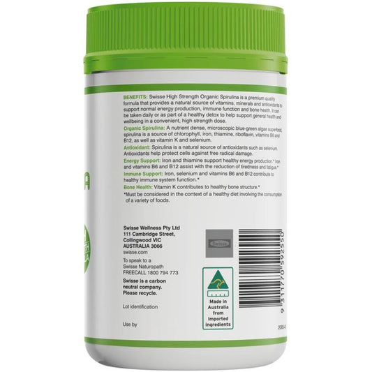 Swisse High Strength Organic Spirulina 1000mg 200 Tablets