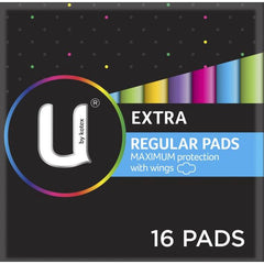 U By Kotex Extra Regular Pads Maximum Protection With Wings 16 Pads