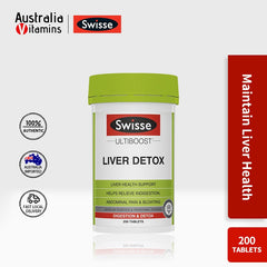 Swisse Ultiboost Liver Detox  Indigestion Bloating Relieve 200 Tablets (Vegan and Halal)