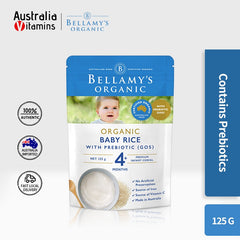 Bellamy's Organic Baby Rice With Prebiotic 4+ Months 125g