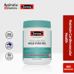 Swisse Ultiboost 无味野生鱼油 Omega-3 EPA DHA 1000mg 400 粒胶囊