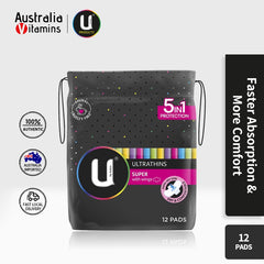 U By Kotex 5 in 1 Protection Ultrathins Super with Wings 12 pads