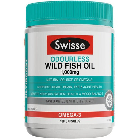 Swisse Ultiboost 无味野生鱼油 Omega-3 EPA DHA 1000mg 400 粒胶囊