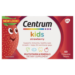 Centrum Kids Multi Vitamin Immune Support Healthy Eyes Teeth 60 Strawberry Tablets