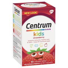 Centrum Kids Multi Vitamin Immune Support Healthy Eyes Teeth 60 Strawberry Tablets