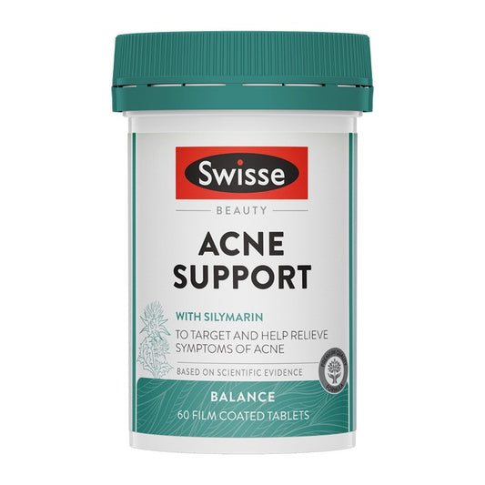 Swisse Beauty Acne Support 60 Film Coated Tablets with Silymarin Help Relieve Symptoms of Acne