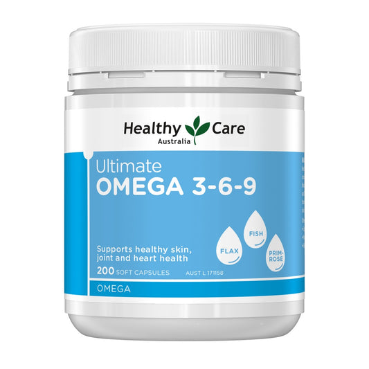 Healthy Care Ultimate Omega 3-6-9 支持皮肤健康、关节和心脏健康 200 粒胶囊