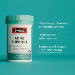 Swisse Beauty Acne Support 60 Film Coated Tablets with Silymarin Help Relieve Symptoms of Acne