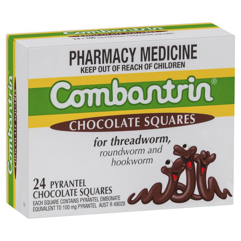 Combantrin Chocolate Squares Worm Treatment Deworming 24 Pack